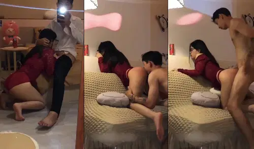 Bé sinh viên kính cận váy đỏ, đưa đi chơi anh vét lồn đỏ cả mông